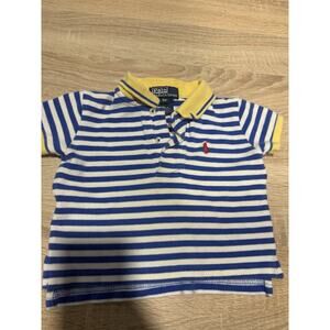 Size 9m Polo Ralph Lauren T Shirt Blue Yellow Stripes Red Small Logo